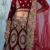Maroon Velvet Embroidered Designer Lehenga Choli Festive Wear