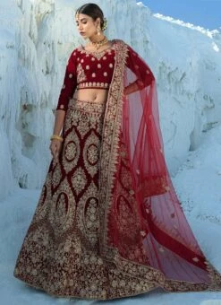 Maroon Velvet Embroidered Designer Lehenga Choli Festive Wear 6 Maroon Velvet Embroidered Designer Lehenga Choli Festive Wear -Deals Chic Lehenga Store maroon velvet embroidered designer lehenga choli ghsact9346 u