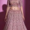 Mauve Georgette Thread N Sequins Umbrella Lehenga Wedding Wear