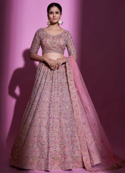 Mauve Georgette Thread N Sequins Umbrella Lehenga Wedding Wear -Deals Chic Lehenga Store mauve georgette thread n sequins umbrella lehenga ghska442834001 u