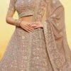 Mauve Georgette Umbrella Lehenga Wedding Wear