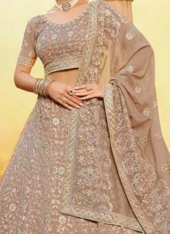 Mauve Georgette Umbrella Lehenga Wedding Wear
