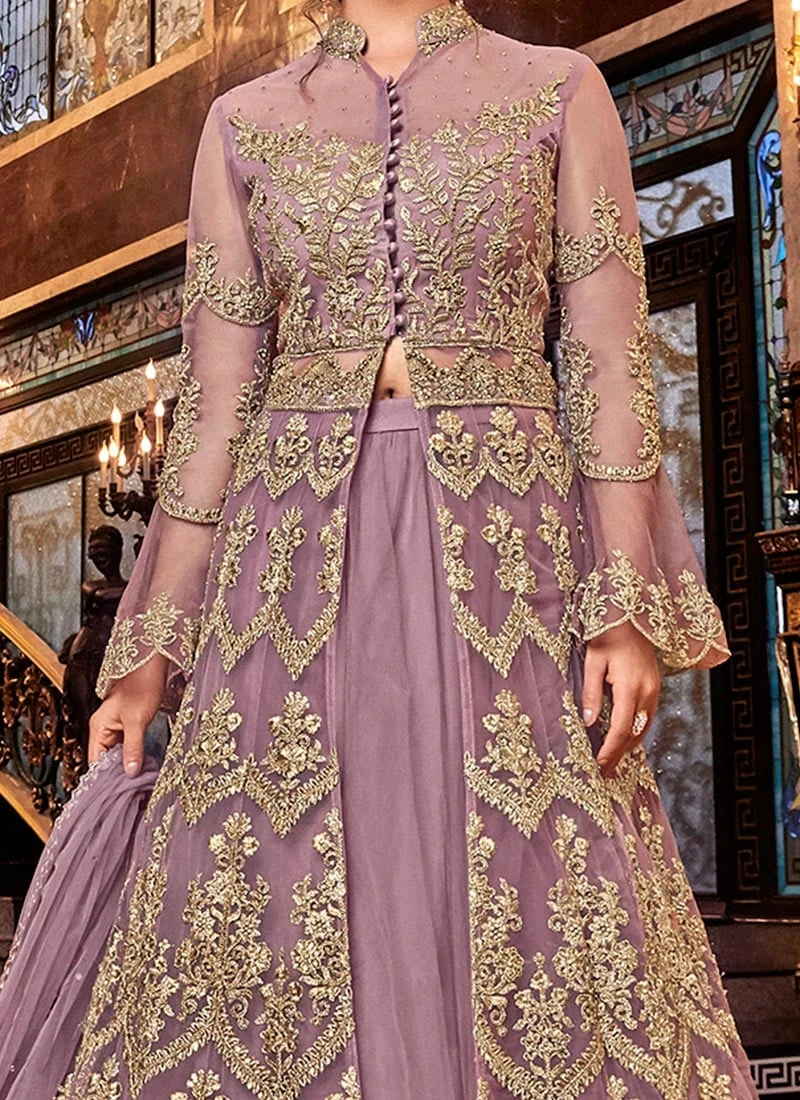 Mauve Art Silk A Line Lehenga Wedding Wear 1 Mauve Art Silk A Line Lehenga Wedding Wear