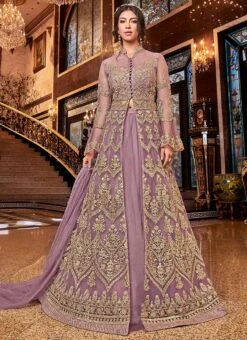 Mauve Art Silk A Line Lehenga Wedding Wear 6 Mauve Art Silk A Line Lehenga Wedding Wear -Deals Chic Lehenga Store mauve net a line lehenga ghscc6312 u