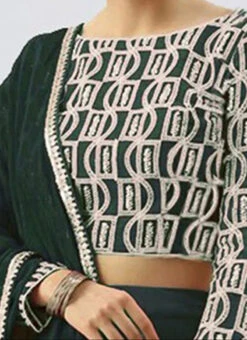 Mehndi Green Embroidered Boat Neck Blouse Party Wear