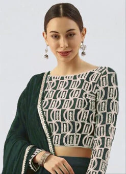 Mehndi Green Embroidered Boat Neck Blouse Party Wear -Deals Chic Lehenga Store mehndi green embroidered boat neck blouse BLBS02305262 u