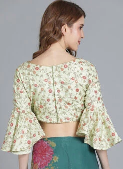 Mint Green Embroidered Art Silk Blouse Festive Wear -Deals Chic Lehenga Store mint green embroidered art silk blouse BLBS02209610 b