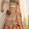 Multicolor Art Silk Banarasi Mirror Work Umbrella Lehenga Wedding Wear