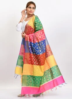 Multicolor Banarasi Silk Weaving Dupatta Work Wear -Deals Chic Lehenga Store multicolor banarasi silk weaving dupatta dpdmimfd100 u