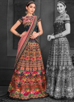 Multicolor Digital Printed A Line Lehenga Party Wear -Deals Chic Lehenga Store multicolor digital printed a line lehenga ghsjssb801b u