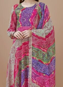 Multicolor Faux Georgette Digital Print Fit And Flare Dress After Six Wear