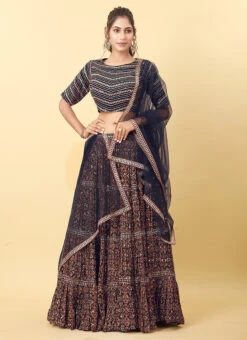 Multicolor Printed Embroidery Georgette Lehenga Festive Wear -Deals Chic Lehenga Store multicolor printed embroidery georgette lehenga ghsgfcb81 u