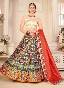 Multicolor Rera Silk Digital Printed Lehenga Choli Party Wear -Deals Chic Lehenga Store multicolor rera silk digital printed lehenga choli ghsom132 u