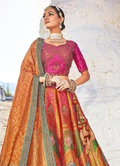 MultiColor Viscose Silk Embroidered Umbrella Lehenga Wedding Wear -Deals Chic Lehenga Store multicolor viscose silk embroidered umbrella lehenga ghsli22317103 b