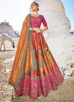 MultiColor Viscose Silk Embroidered Umbrella Lehenga Wedding Wear -Deals Chic Lehenga Store multicolor viscose silk embroidered umbrella lehenga ghsli22317103 u