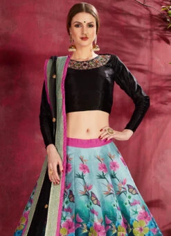 Multicolored Art Silk A Line Lehenga Party Wear -Deals Chic Lehenga Store multicolored art silk a line lehenga ghmkns7505 b