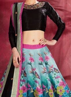 Multicolored Art Silk A Line Lehenga Party Wear