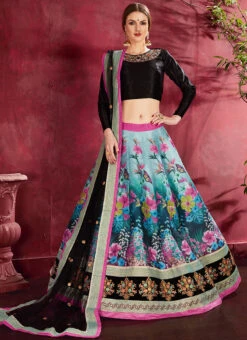 Multicolored Art Silk A Line Lehenga Party Wear -Deals Chic Lehenga Store multicolored art silk a line lehenga ghmkns7505 u