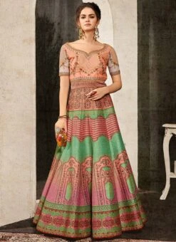Multicolored Art Silk Anarkali Gown Party Wear -Deals Chic Lehenga Store multicolored art silk anarkali gown bgwsjssb1102 u