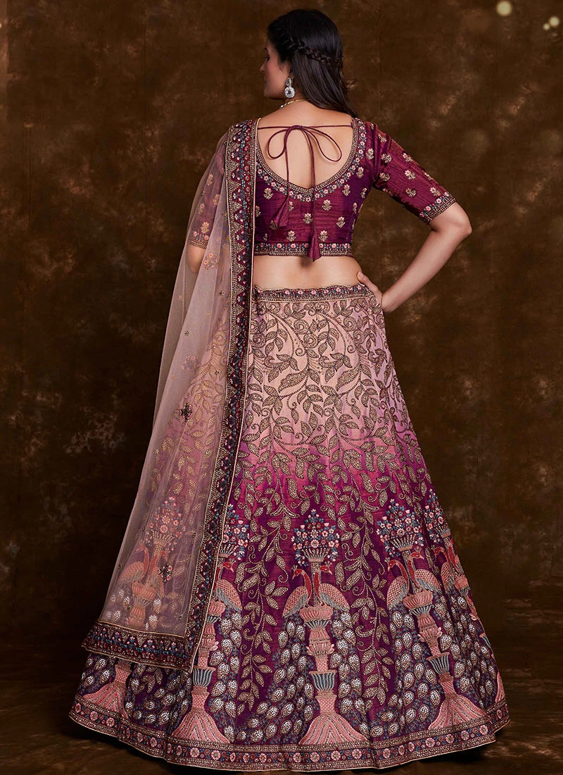 Multicoloured Art Silk EmbroideredUmbrella Lehenga Wedding Wear 4 Multicoloured Art Silk EmbroideredUmbrella Lehenga Wedding Wear - Image 4