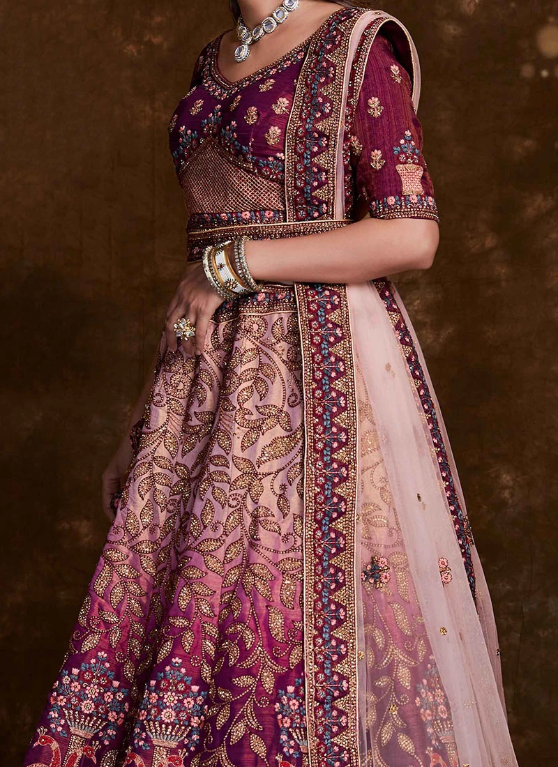 Multicoloured Art Silk EmbroideredUmbrella Lehenga Wedding Wear 1 Multicoloured Art Silk EmbroideredUmbrella Lehenga Wedding Wear