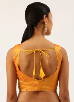 Mustard Cotton Silk Brocade Blouse Party Wear -Deals Chic Lehenga Store mustard cotton silk brocade blouse blspfb194mu b