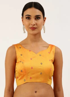Mustard Cotton Silk Brocade Blouse Party Wear -Deals Chic Lehenga Store mustard cotton silk brocade blouse blspfb194mu u