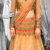 Mustard Digital Printed Umbrella Lehenga Wedding Wear