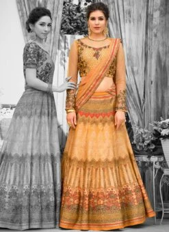 Mustard Digital Printed Umbrella Lehenga Wedding Wear -Deals Chic Lehenga Store mustard digital printed umbrella lehenga ghsjssbsl703a u
