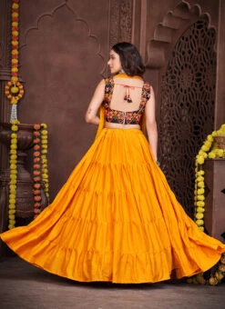 Mustard Faux Georgette Kutch Work Chaniya Choli Festive Wear -Deals Chic Lehenga Store mustard faux georgette kutch work chaniya choli ghsacw7524 b