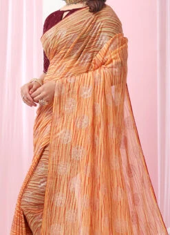 Orange Faux Georgette Sequins Saree Festive Wear