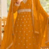 Mustard Georgette Embroidered Anarkali Suit Party Wear
