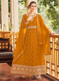 Mustard Georgette Embroidered Anarkali Suit Party Wear 6 Mustard Georgette Embroidered Anarkali Suit Party Wear -Deals Chic Lehenga Store mustard georgette embroidered anarkali suit slsli1921409 u