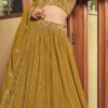 Mustard Georgette Embroidered N Sequins Umbrella Lehenga Party Wear