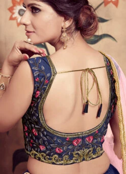 Navy Blue Art Silk A Line Lehenga Party Wear -Deals Chic Lehenga Store navy blue art silk a line lehenga ghsprp8745 b