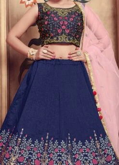 Navy Blue Art Silk A Line Lehenga Party Wear