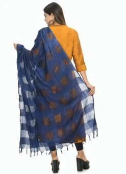 Navy Blue Cotton Dupatta Festive Wear -Deals Chic Lehenga Store navy blue cotton dupatta dpdmfmfd013 b