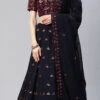 Navy Blue Georgette Embroidered Sequins A Line Lehenga Party Wear