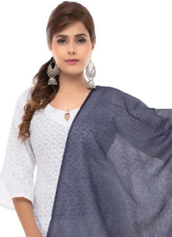 Navy Blue Kota Cotton Dupatta Festive Wear -Deals Chic Lehenga Store navy blue kota cotton dupatta dpdmfmfd040 b