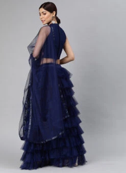 Navy Blue Net Embroidered A Line Lehenga Festive Wear -Deals Chic Lehenga Store navy blue net embroidered a line lehenga ghsrk170572 b