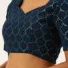 Navy Blue Raw Silk Sequins Work Blouse Party Wear