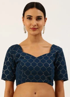 Navy Blue Raw Silk Sequins Work Blouse Party Wear -Deals Chic Lehenga Store navy blue raw silk sequins work blouse blspfb188nbl u