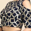 Navy Blue Sequins Net Cold Shoulder Blouse Festive Wear