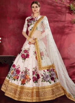 Off White Art Silk A Line Lehenga Party Wear -Deals Chic Lehenga Store off white art silk a line lehenga ghmkns7501 u