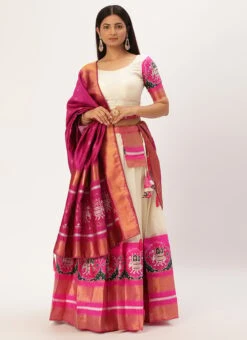 Off White Art Silk Zari A Line Lehenga Festive Wear -Deals Chic Lehenga Store off white art silk zari a line lehenga ghsrk176090 u