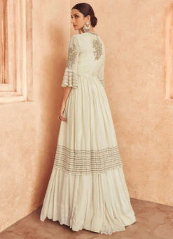 Off White Chinon Embroidery Umbrella Lehenga Party Wear -Deals Chic Lehenga Store off white chinon embroidery umbrella lehenga ghska42225227 b
