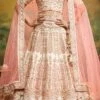 Off White Embroidered Pure Silk Umbrella Lehenga Wedding Wear