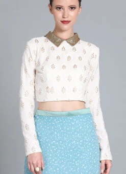 Off White Embroidered Blouse Festive Wear -Deals Chic Lehenga Store off white embroidered blouse BLBS02209594 u