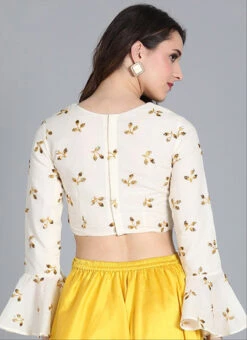 Off White Embroidered Cotton Blouse Festive Wear -Deals Chic Lehenga Store off white embroidered cotton blouse BLBS02305281 b