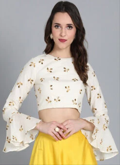 Off White Embroidered Cotton Blouse Festive Wear -Deals Chic Lehenga Store off white embroidered cotton blouse BLBS02305281 u
